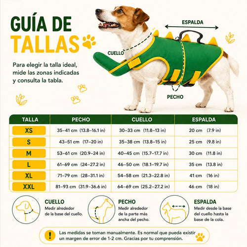 Chaleco Salvavidas Dino -  Dale a tu mejor amigo la seguridad que merece en cada chapuzón