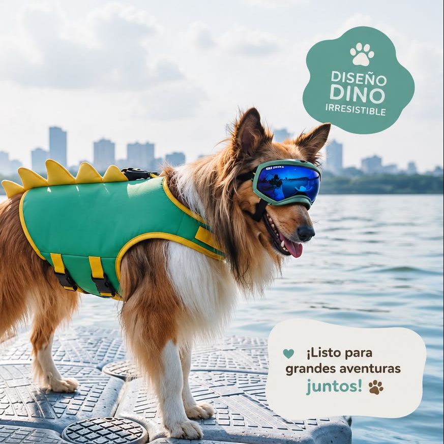 Chaleco Salvavidas Dino -  Dale a tu mejor amigo la seguridad que merece en cada chapuzón